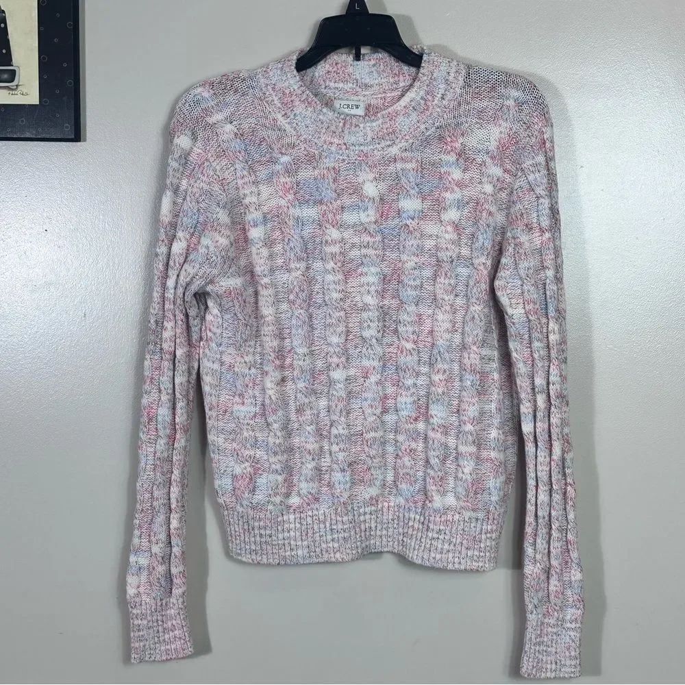 J. Crew Women's Pink and White Knit Sweater